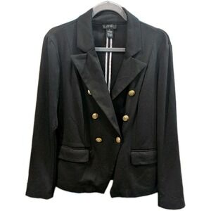 Vtg Donna Moore M Blazer 6 Gold Nautical Buttons Black Stretch Pockets